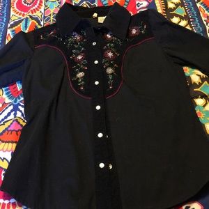 Anthropologie Moth western embroidered shirt